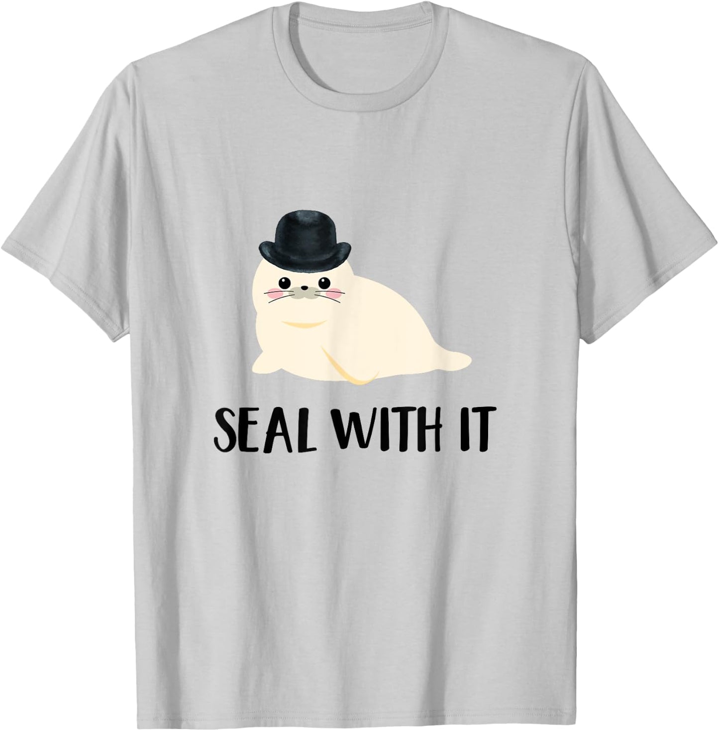 Cute White Sea Lion Seal With It T-Shirt - T-Shirt | Ash