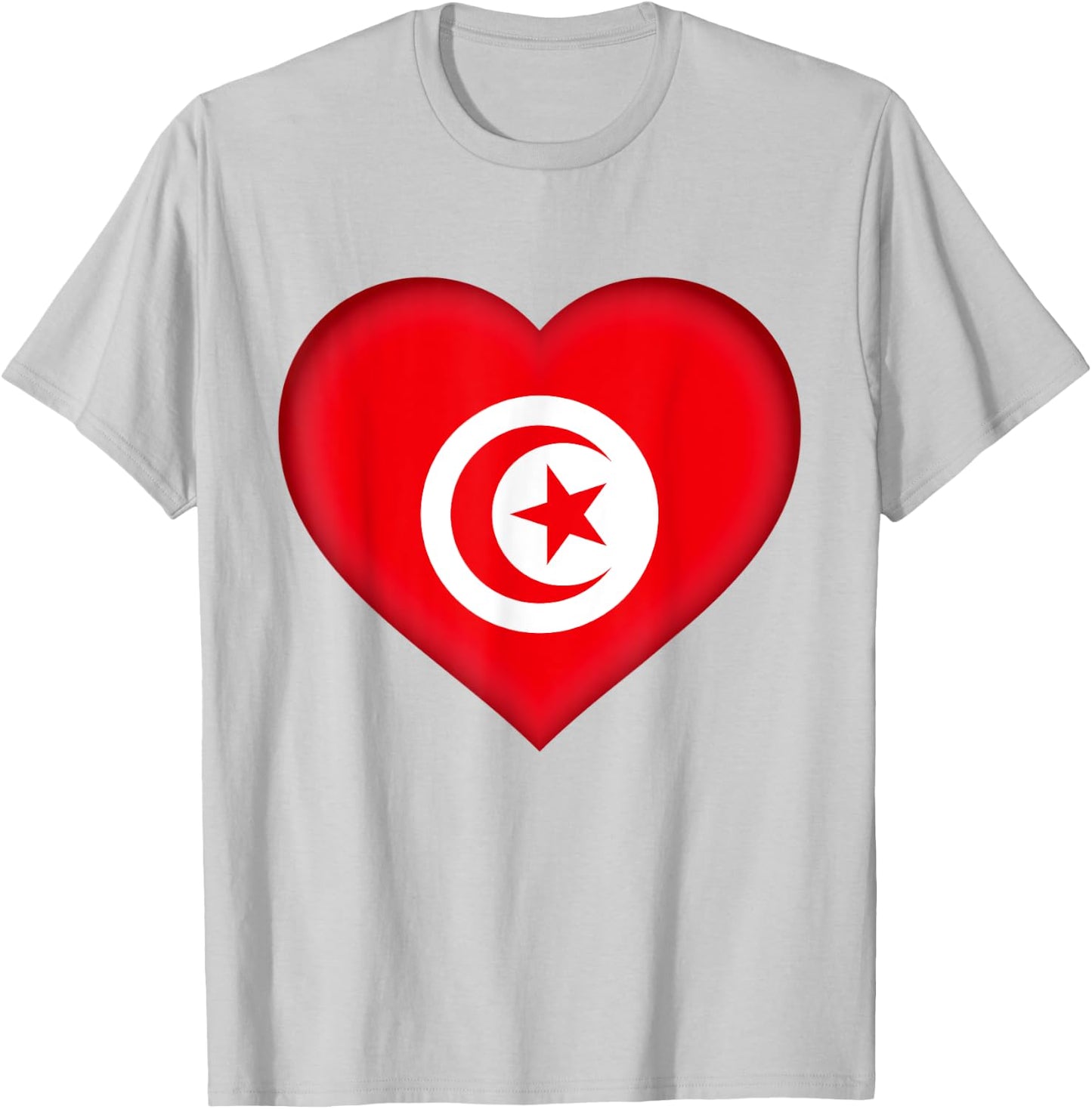 I Love Tunisia | Tunisian Flag Heart Outfit T-Shirt - T-Shirt | Ash