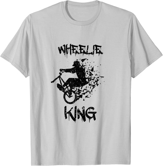 Wheelie King BMX Biker T-Shirt - T-Shirt | Ash
