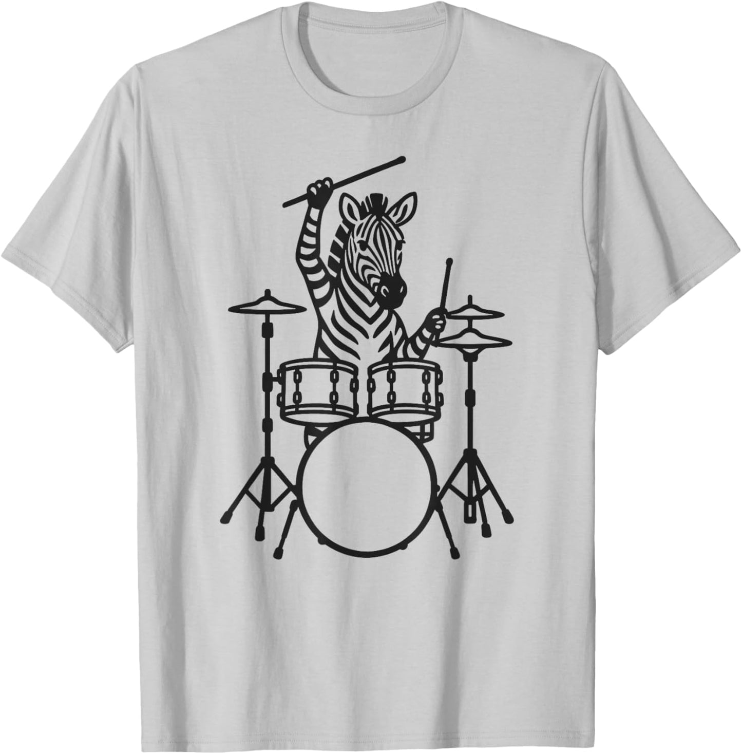 Funny Zebra Drummer Drumming Drums Music Lover Boys Girls T-Shirt - T-Shirt | Ash