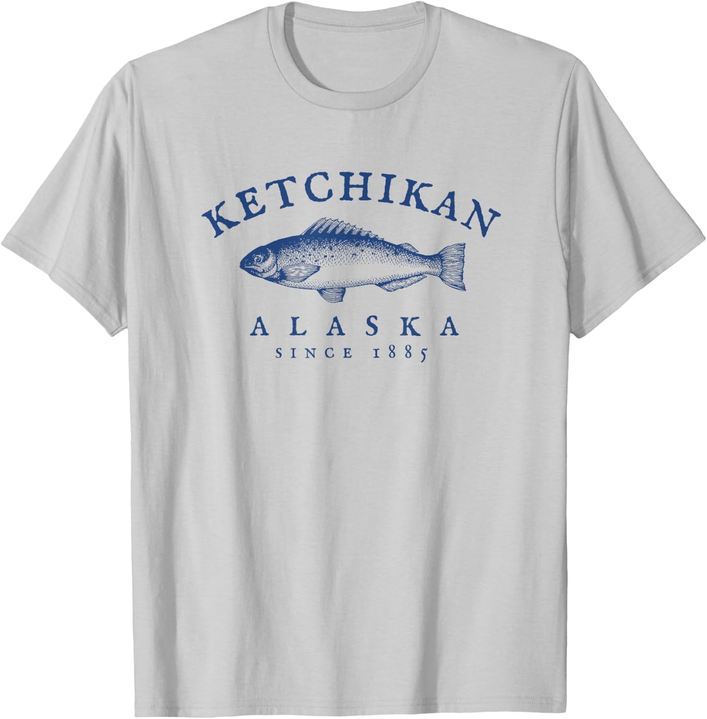 Retro Ketchikan Alaska Fishing T-Shirt - T-Shirt | Ash
