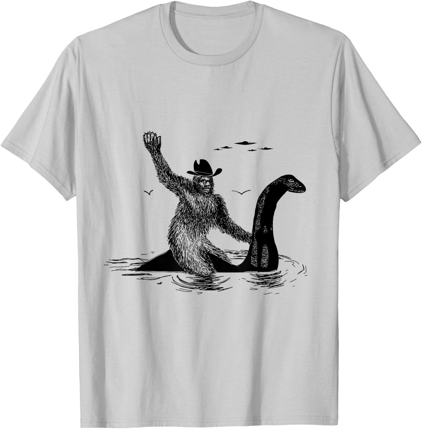 Check out my other Bigfoot Bigfoot Riding on Nessie Lochness, Cowboy, Yeti , Men, -Adults, Grey, Small, Classic Fit, Short Sleeve, Cotton, Polyester T-Shirt - T-Shirt | Ash