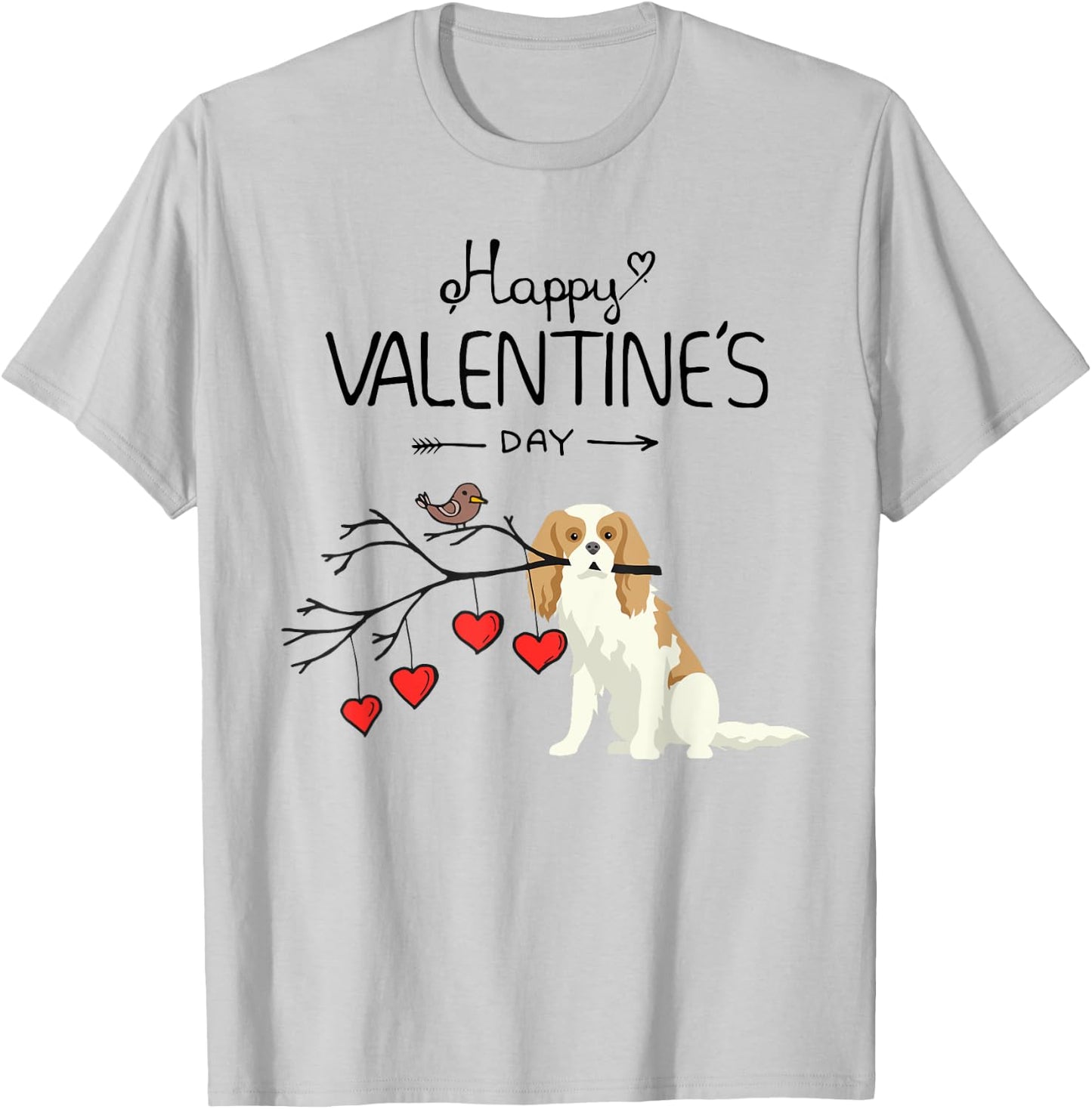 My Cavalier King Charles Dog Is My Valentines Day Women Girls Kids T-Shirt - T-Shirt | Ash