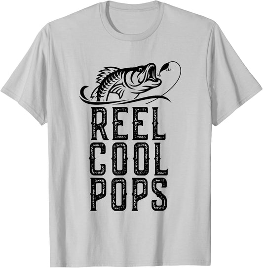 Reel Cool Pops Fishing Fisherman Funny Grandpa Retro T-Shirt - T-Shirt | Ash