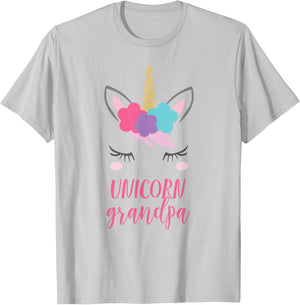 Unicorn Grandpa Gift, Unicorn Grandfather Shirt T-Shirt - T-Shirt | Ash