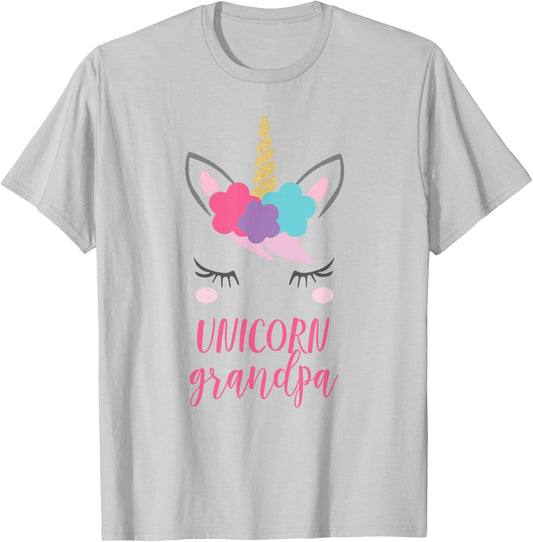 Unicorn Grandpa Gift, Unicorn Grandfather Shirt T-Shirt - T-Shirt | Ash