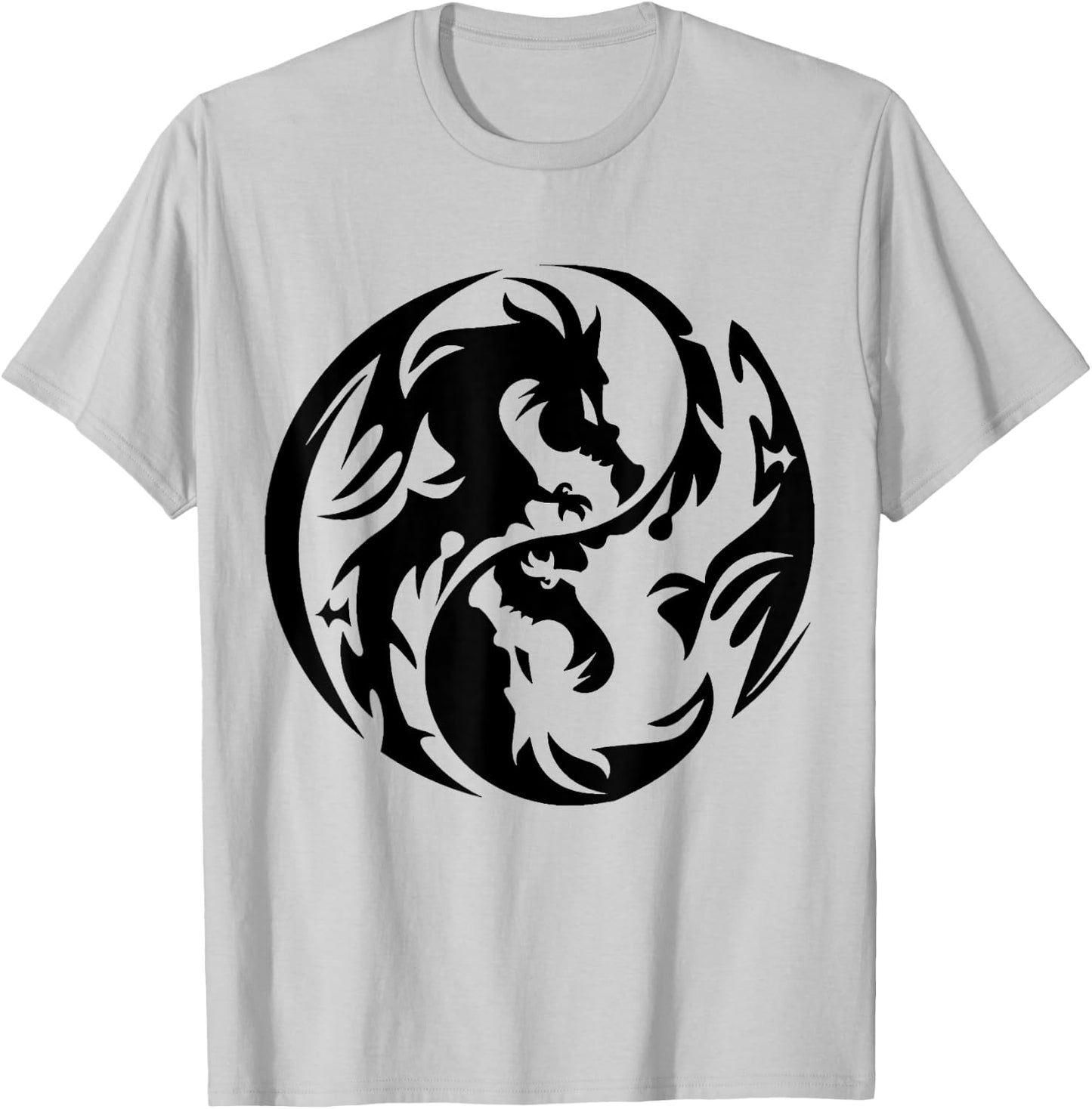 Tribal Yin Yang Dragons T-Shirt - T-Shirt | Ash