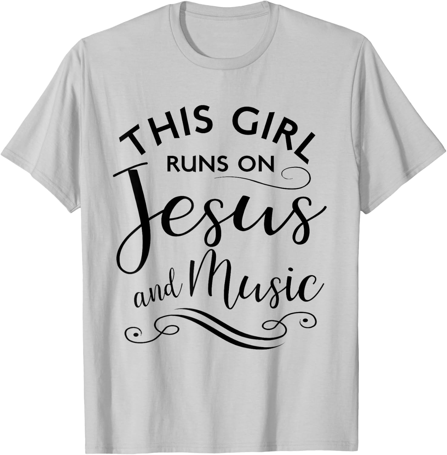 This Girl Runs On Jesus And Music Musician Christian Gift T-Shirt - T-Shirt | Ash