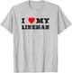 Football Shirts For Parents - I Love (Heart) My Lineman T-Shirt - T-Shirt | Ash
