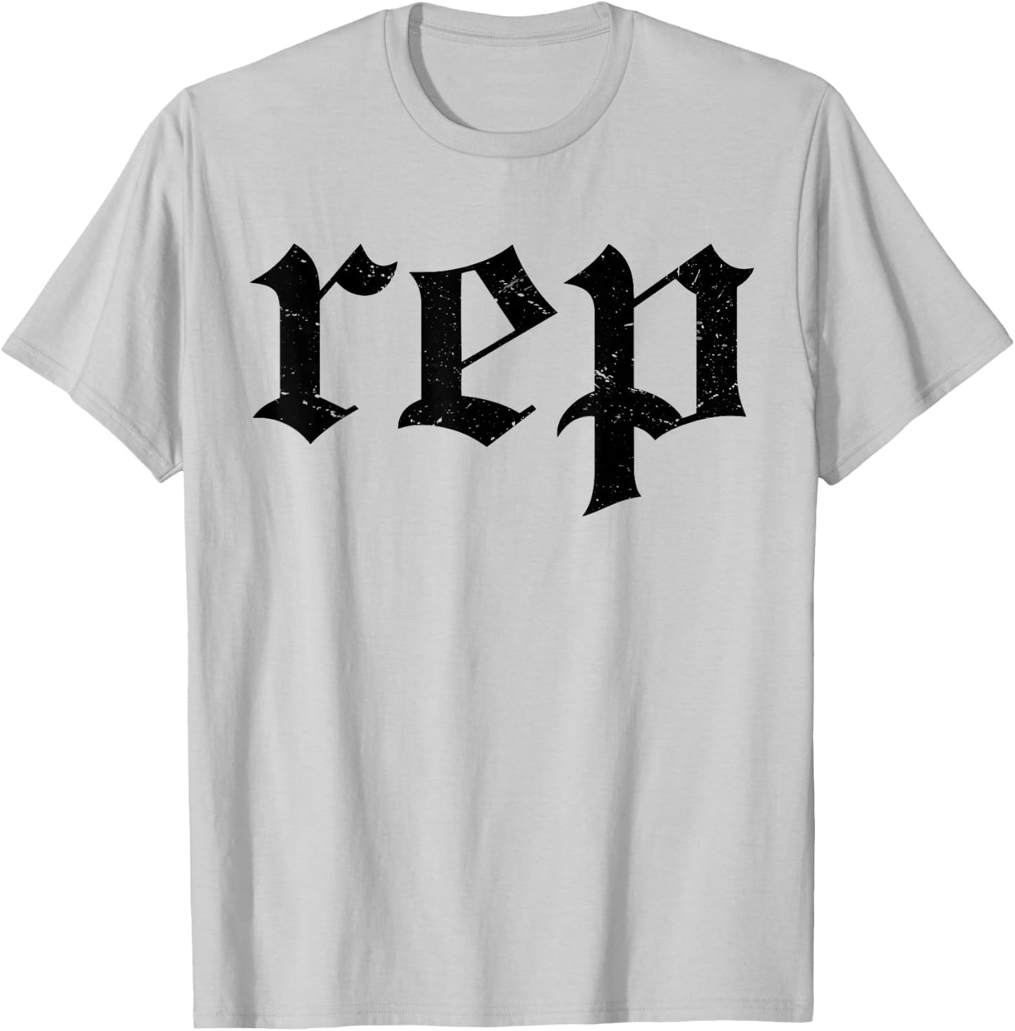Vintage Distressed Effect Rep Expression T-Shirt - T-Shirt | Ash