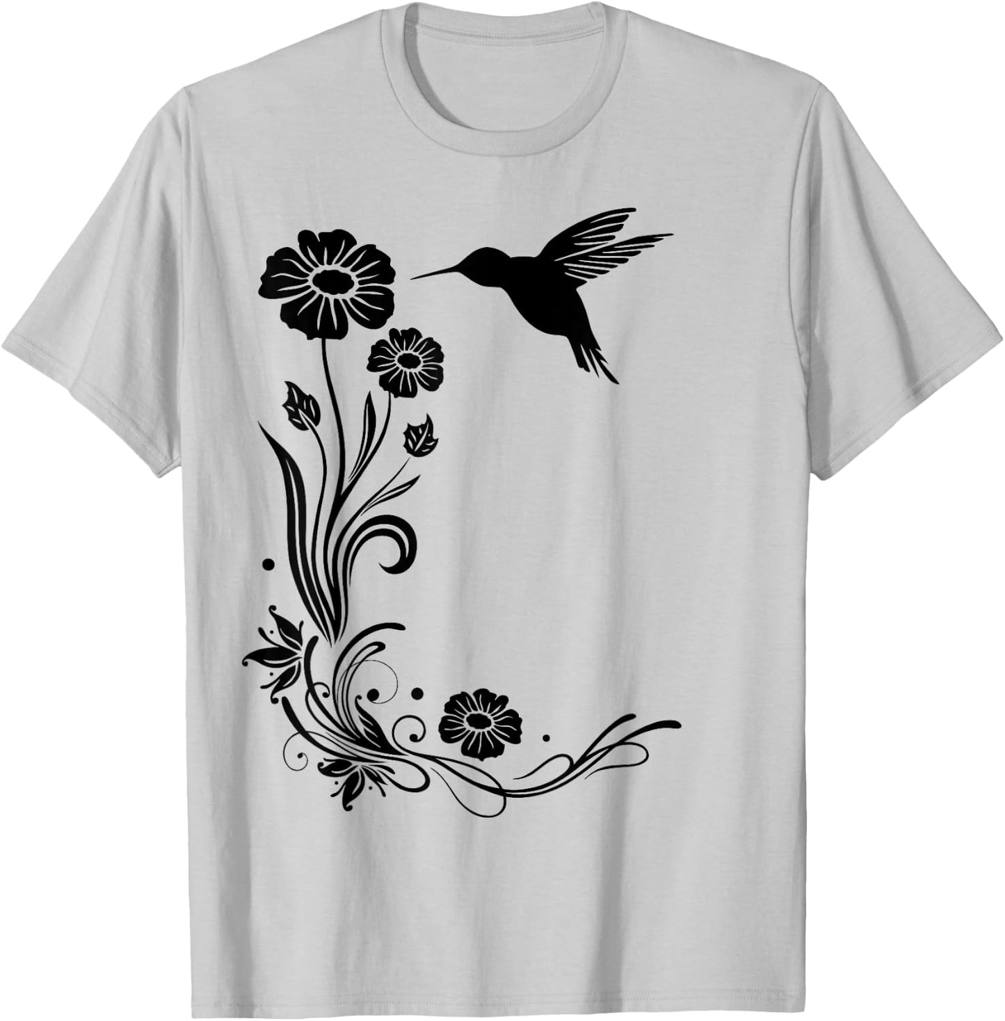 Summer Shirt. Hummingbird with flowers Colibri. T-Shirt - T-Shirt | Ash