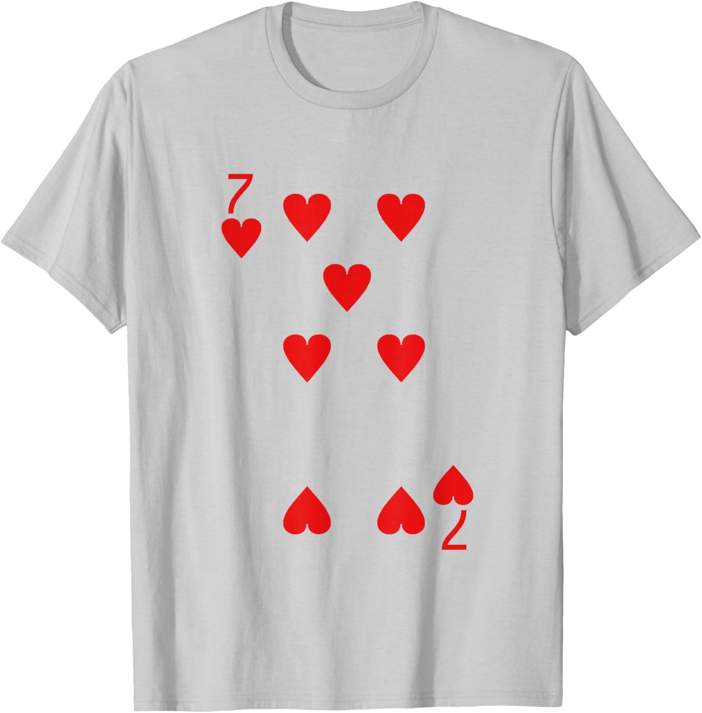 Seven Of Hearts Deck Of Cards Playing Cards Halloween Poker T-Shirt - T-Shirt | Ash