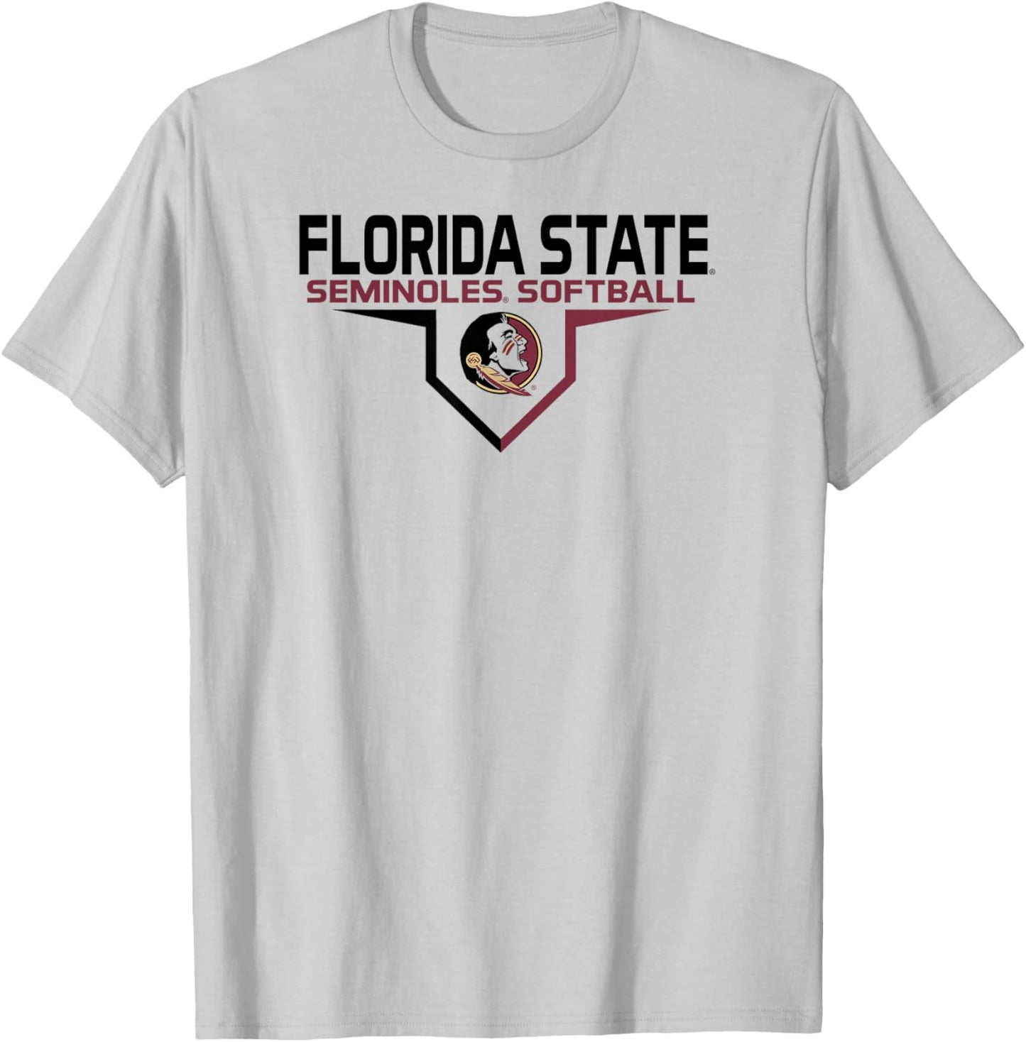 Florida State Seminoles Softball Plate White T-Shirt - T-Shirt | Ash
