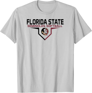 Florida State Seminoles Softball Plate White T-Shirt - T-Shirt | Ash