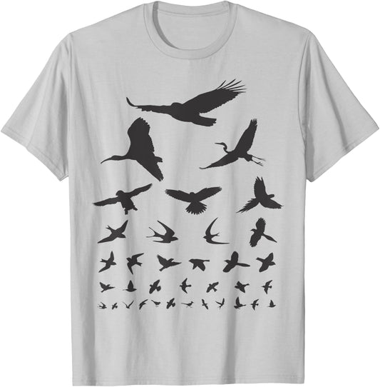 Happy Birding Women's Birdwatching Eye Chart , Grey, Small, Short Sleeve T-Shirt - T-Shirt | Ash