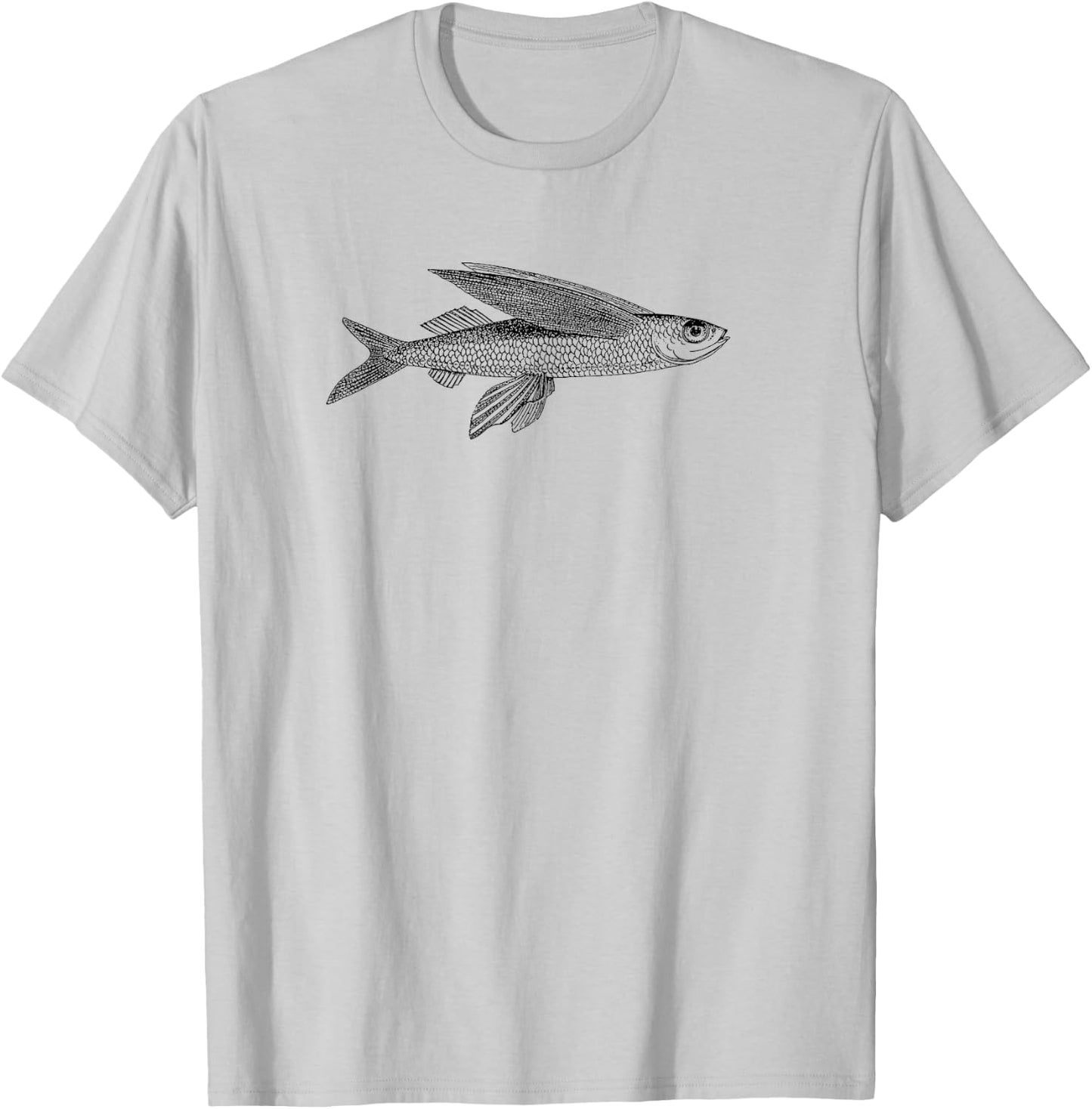 Flying fish simple graphic fisherman design T-Shirt - T-Shirt | Ash