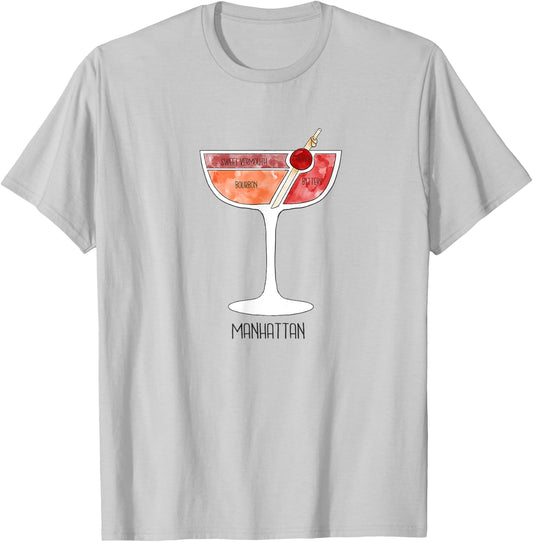 Manhattan Cocktail Party Summer Bartender Pool Shirt T-Shirt - T-Shirt | Ash