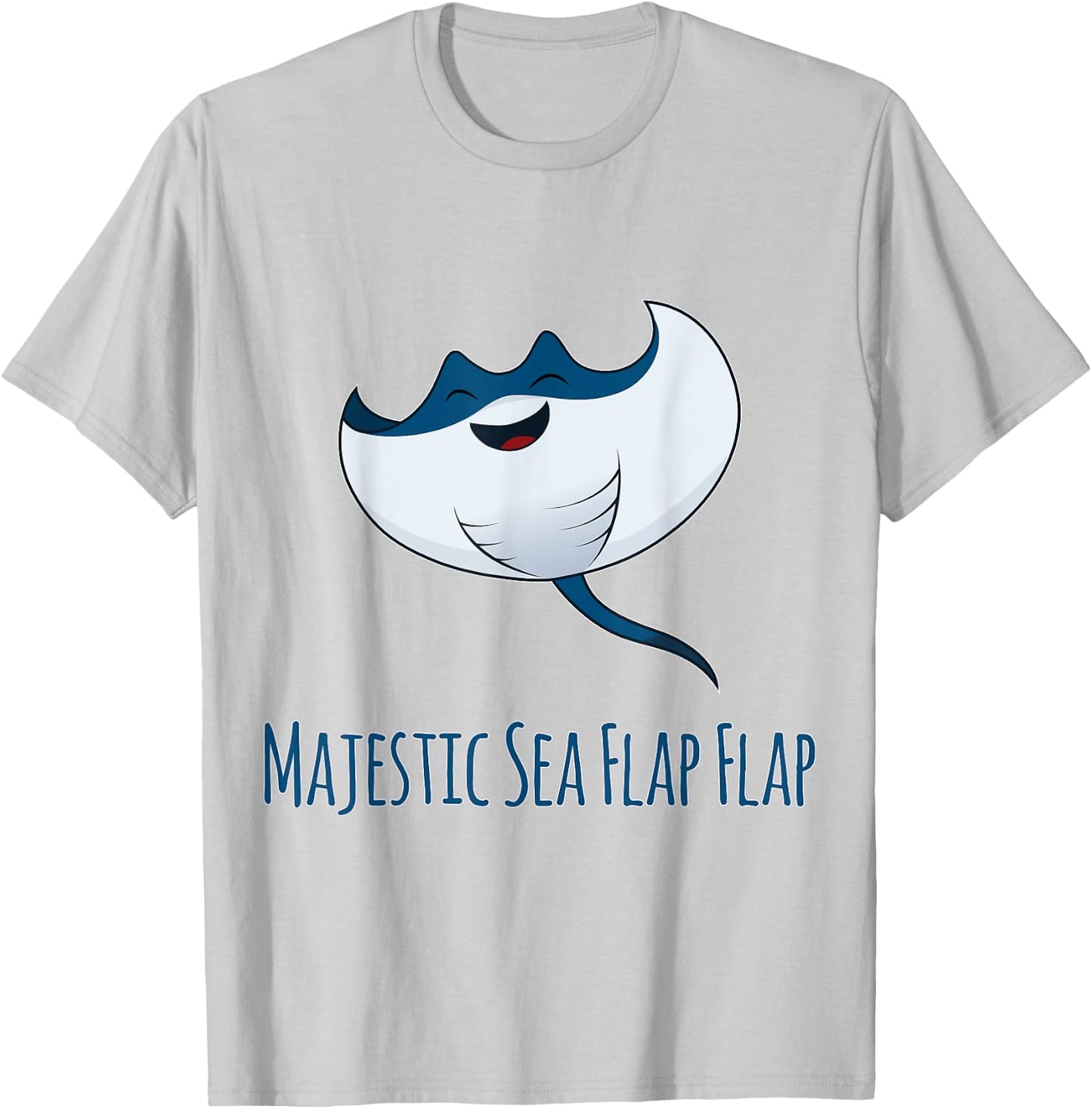 Manta Ray Majestic Sea Flap Flap Short Sleeved T-Shirt - T-Shirt | Ash