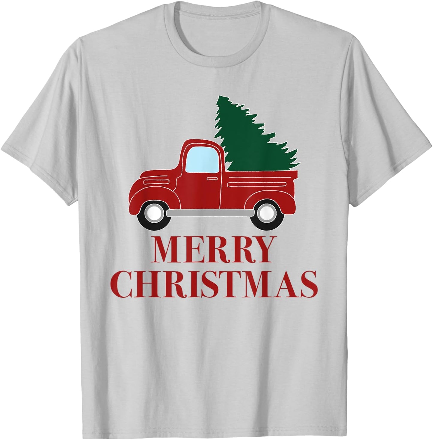 Vintage Red Truck with Christmas Tree T-Shirt - T-Shirt | Ash