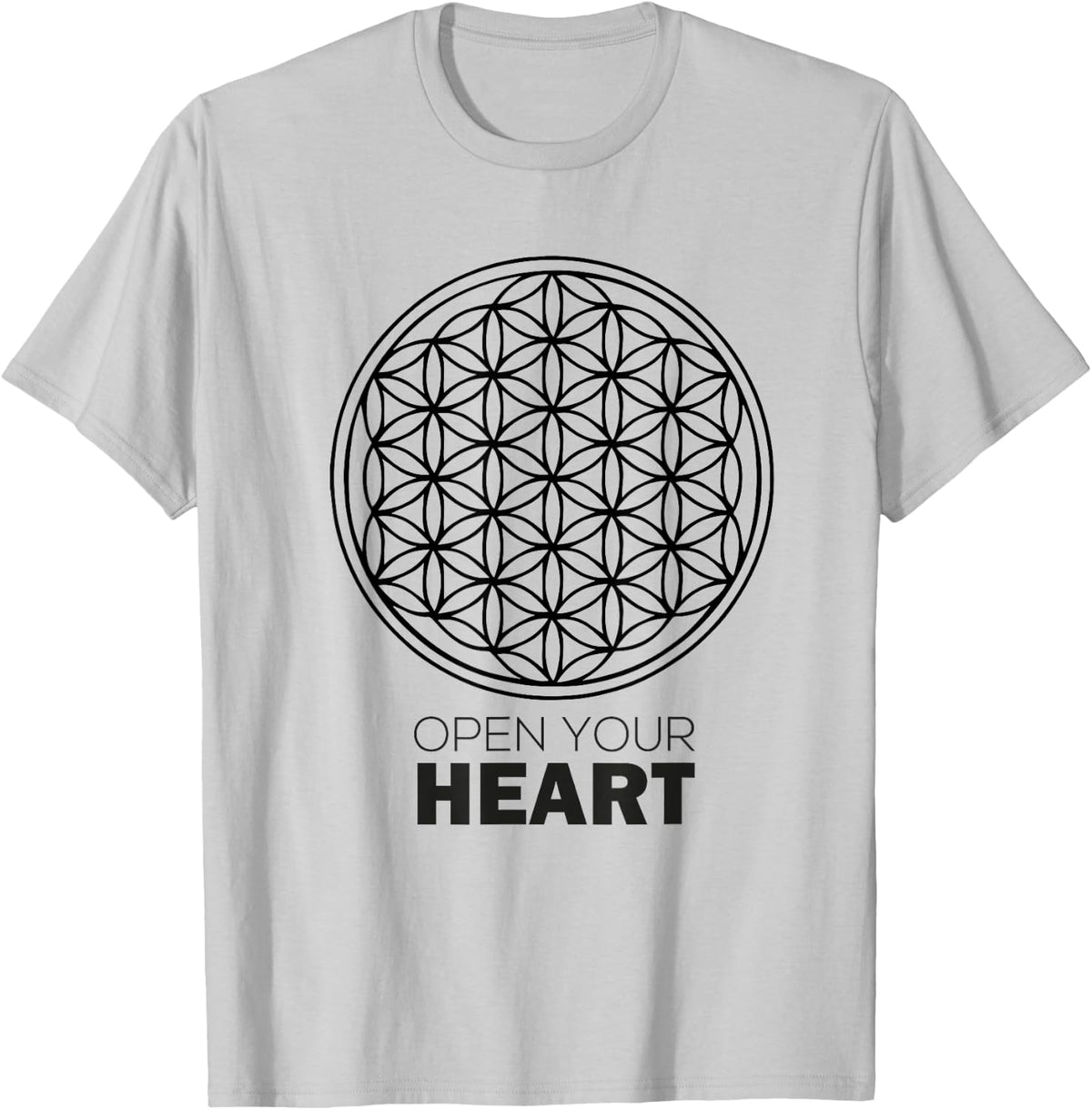 Flower Of Life - Open Your Heart. Sacred Geometry T-Shirt - T-Shirt | Ash