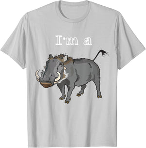 I'm a Wild Boar - Retro Warthog Funny T-Shirt - T-Shirt | Ash