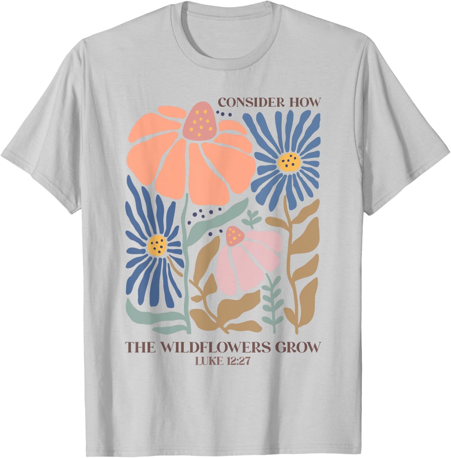 Boho Wildflower Bible Verse Inspirational Floral Women Teens T-Shirt - T-Shirt | Ash