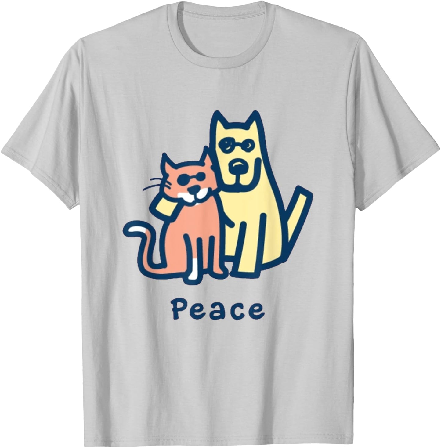 Cat Mom Dog Mom Peace Together I Love Pets T-Shirt - T-Shirt | Ash