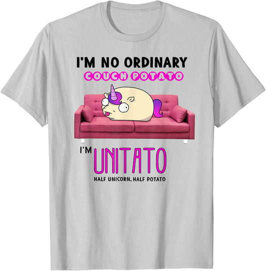 Couch Potato Funny Unicorn T-Shirt - T-Shirt | Ash