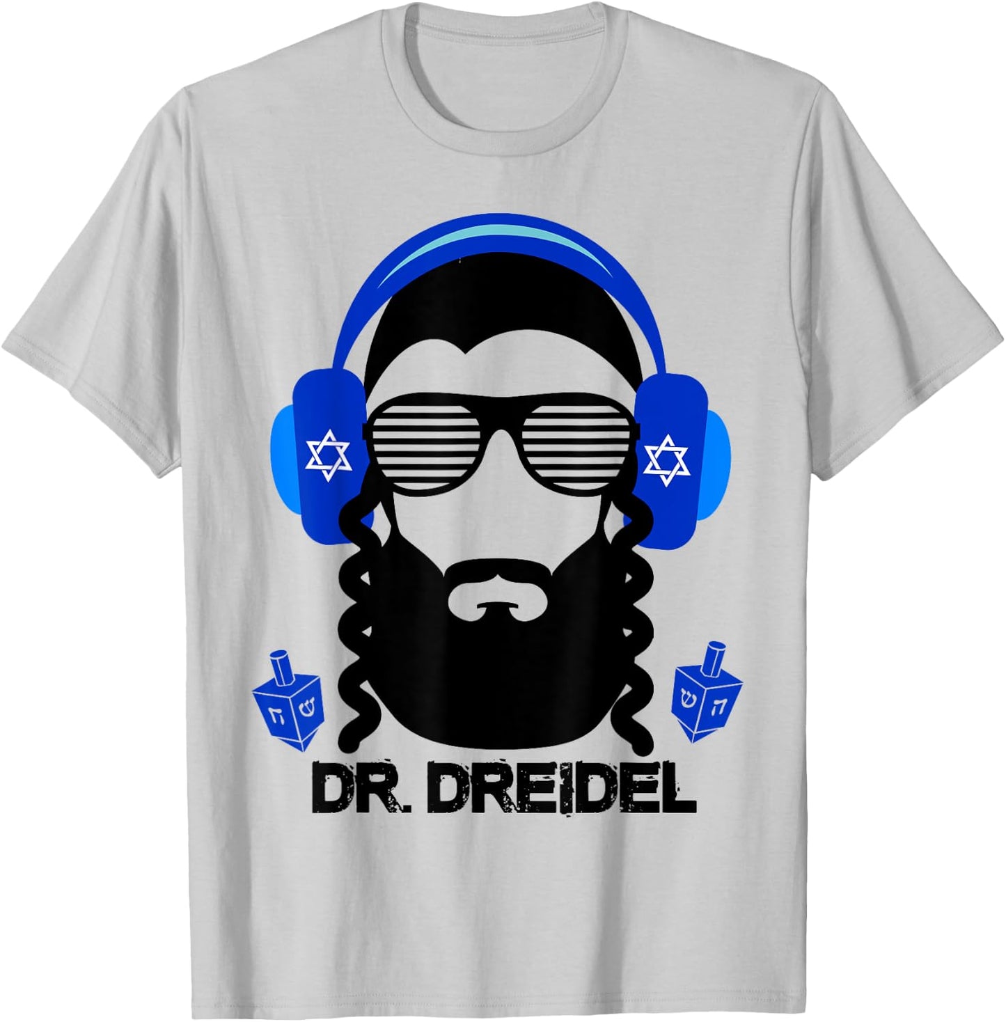 Funny Hanukkah Hebrew Rapper DJ Chanukah Dr. Dreidel Gift T-Shirt - T-Shirt | Ash