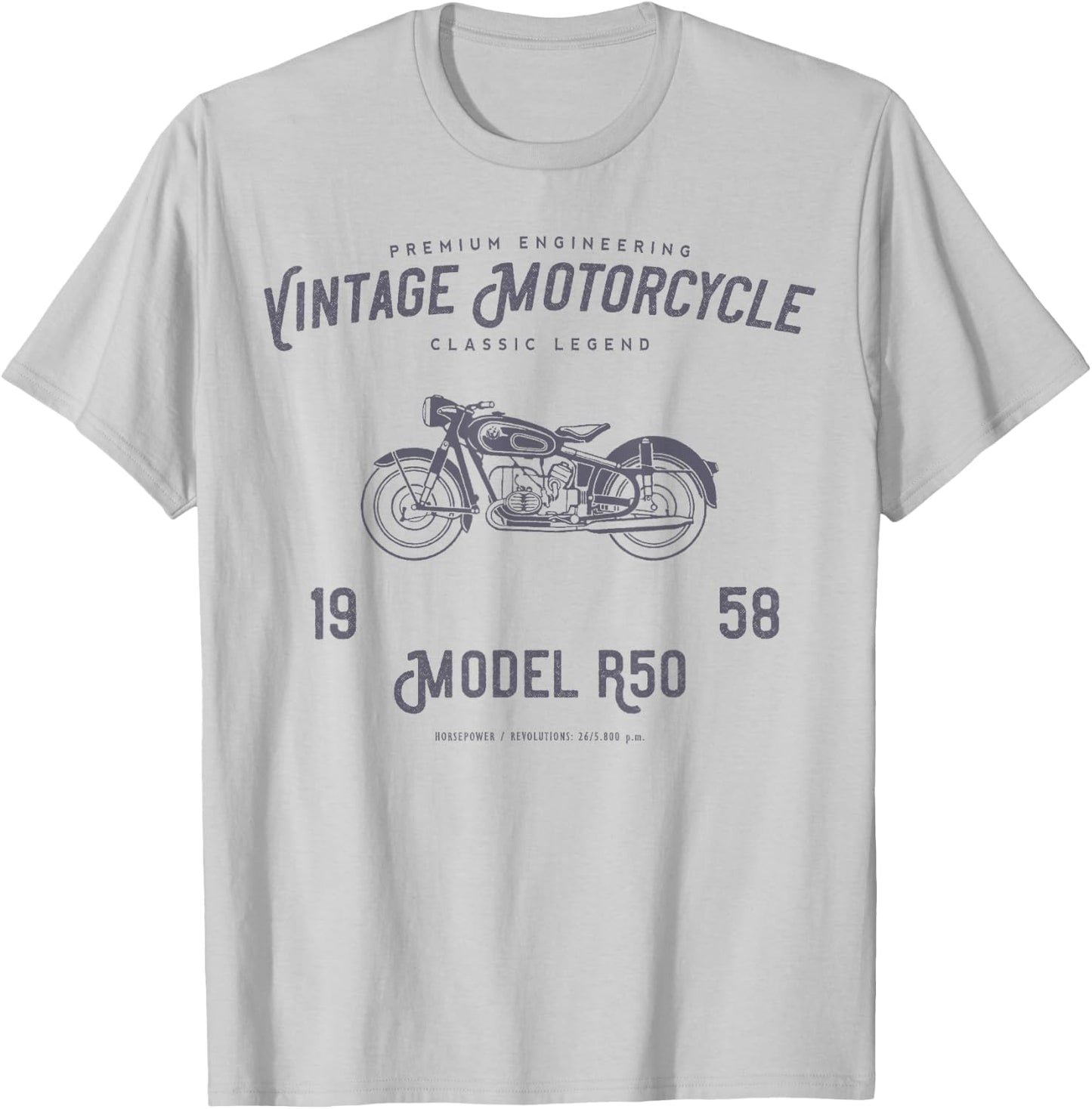 Retro Motorcycle T Shirt, Original Vintage Design T-Shirt - T-Shirt | Ash