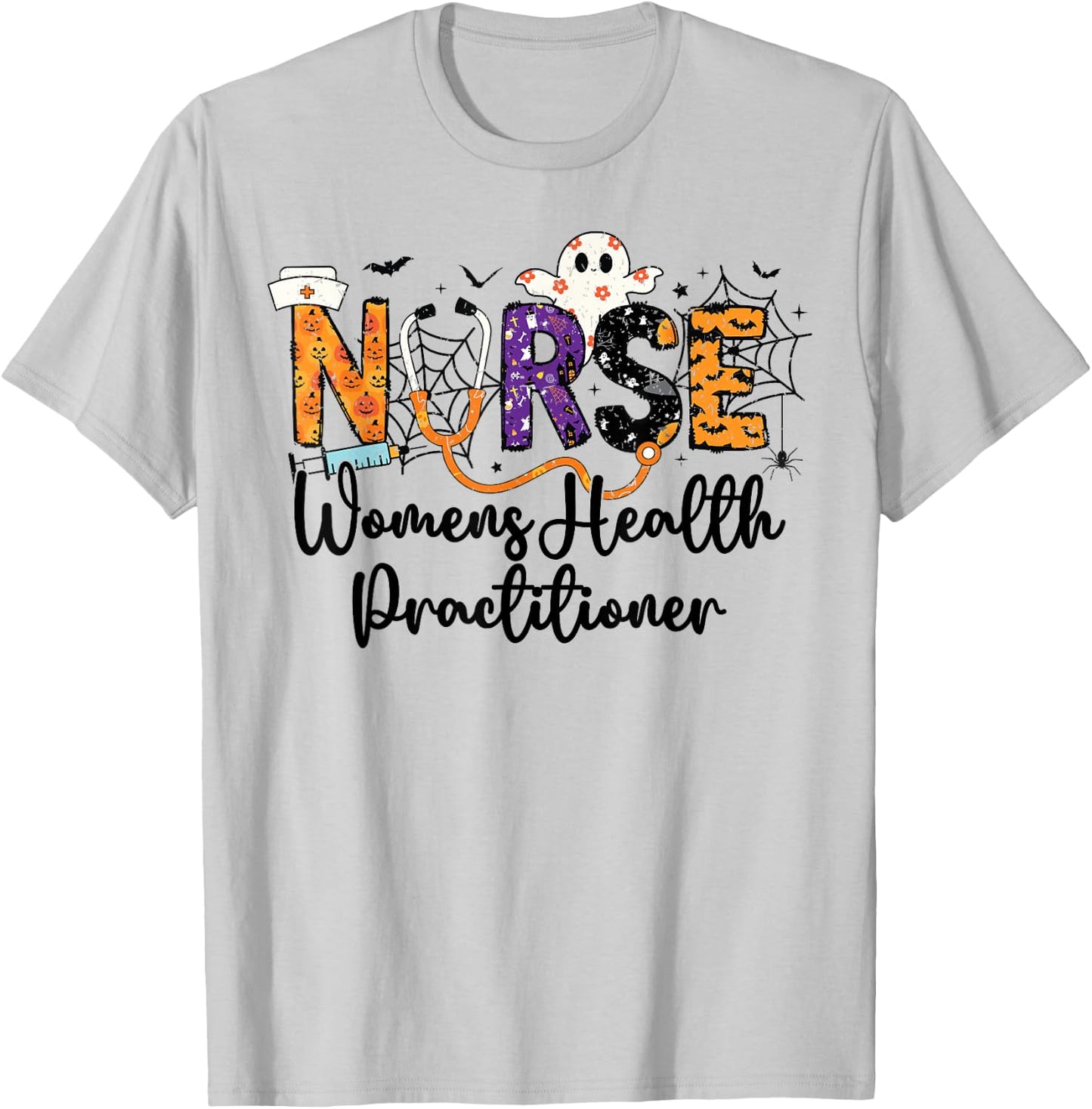Women Health Practitioner Nurse WHNP Ghost Halloween Nursing T-Shirt - T-Shirt | Ash
