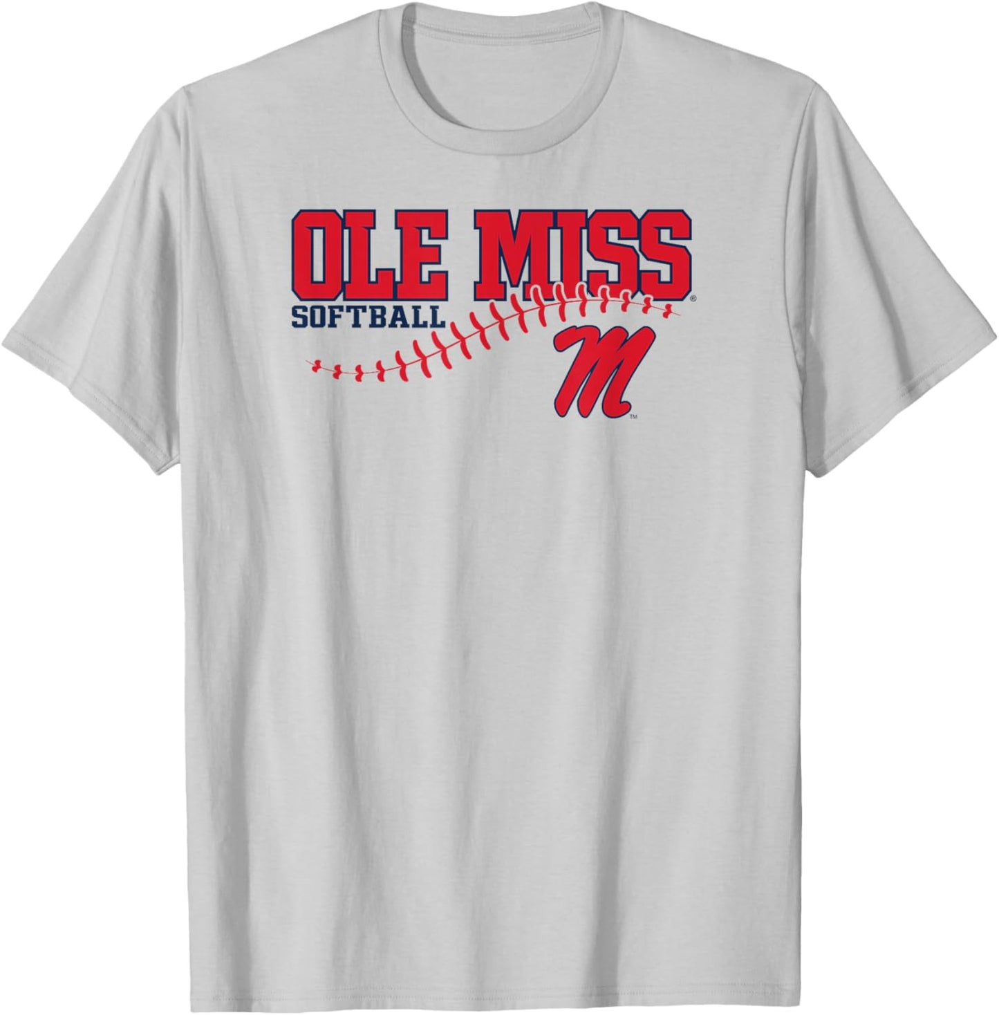 Mississippi Ole Miss Rebels Softball Laces Gray T-Shirt - T-Shirt | Ash