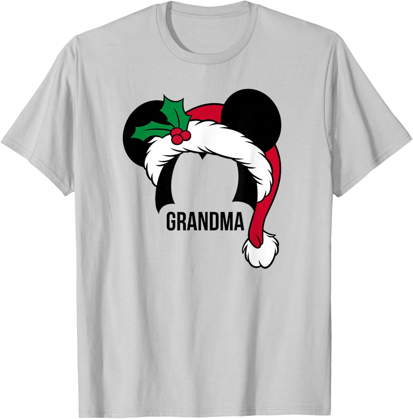 Disney Mickey Mouse Ears Santa Hat GRANDMA Holiday T-Shirt - T-Shirt | Ash