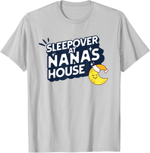 Grandkids Sleepover At Nana's House Moon PJ Slumber Party T-Shirt - T-Shirt | Ash