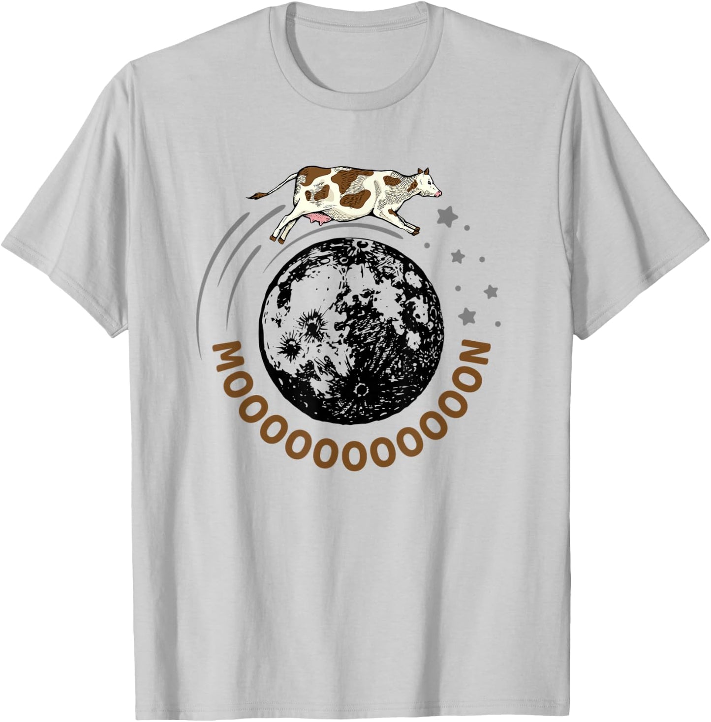 Cow Jumps Over Moon, Astronomy Moon Moo Pun T-Shirt - T-Shirt | Ash
