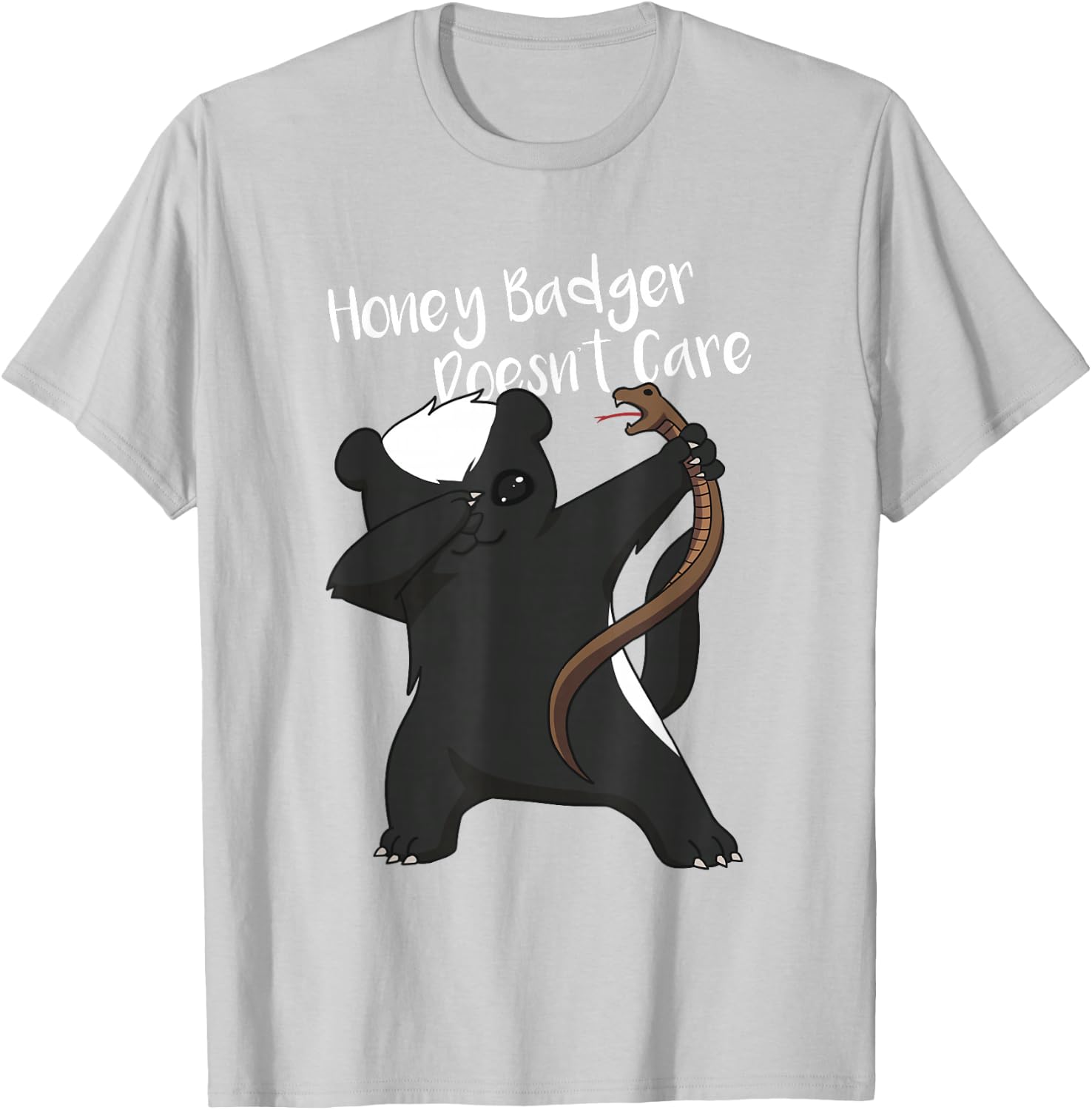 Honey Badger Doesn't Care Funny Animal Dabbing T Shirt T-Shirt - T-Shirt | Ash