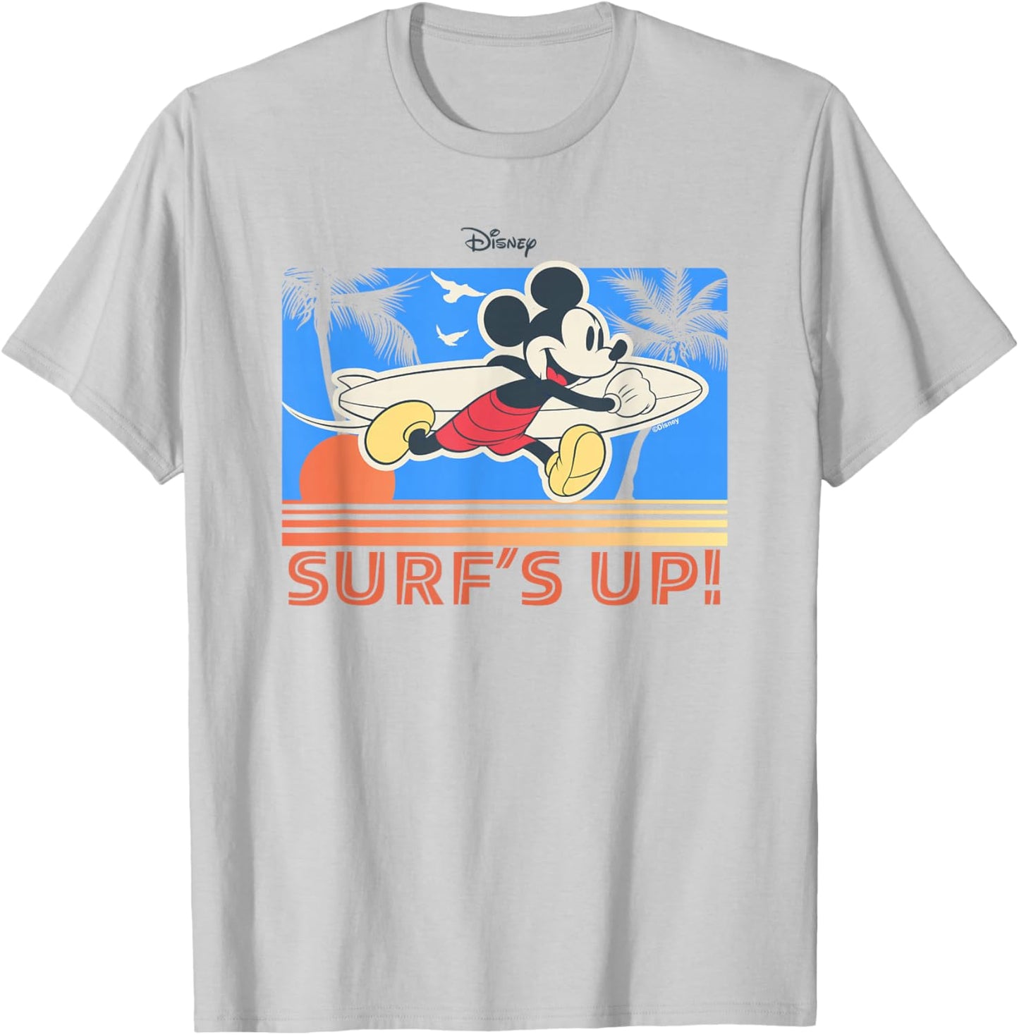 Disney Mickey and Friends Surfs Up Tropical Beach Vintage T-Shirt - T-Shirt | Ash