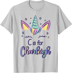 First Name Charleigh Personalized C Is For Charleigh T-Shirt - T-Shirt | Ash