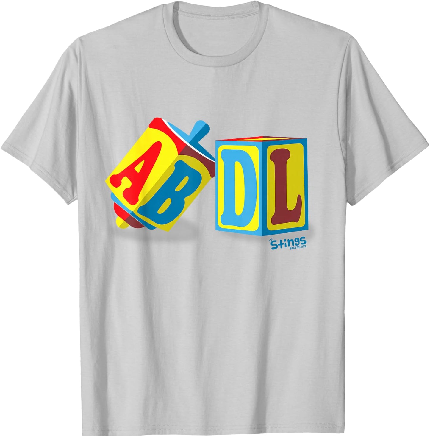 ABDL Adult Baby Blocks All Over - Lil' Stings T-Shirt - T-Shirt | Ash