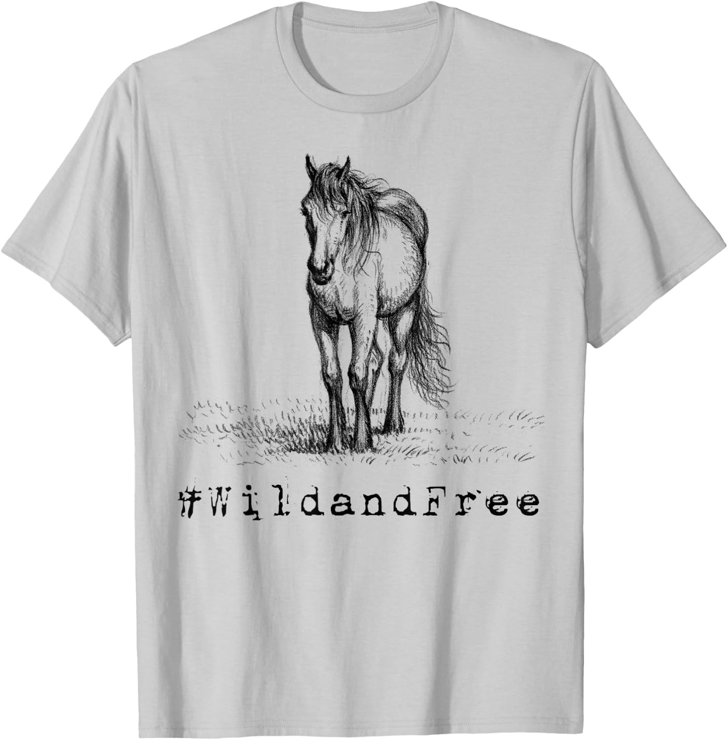 #WildandFree Wild and Free Horse Shirt T-Shirt - T-Shirt | Ash