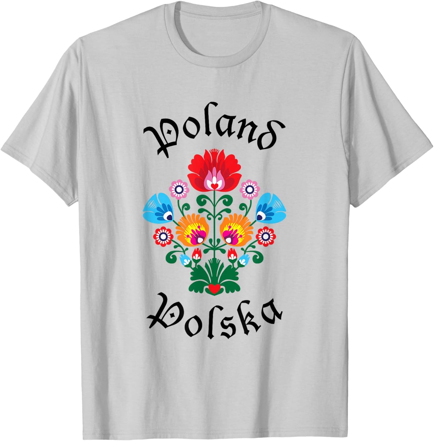 POLAND | Folk Art Flowers WYCINANKI Polska, Polish Day Fest T-Shirt - T-Shirt | Ash