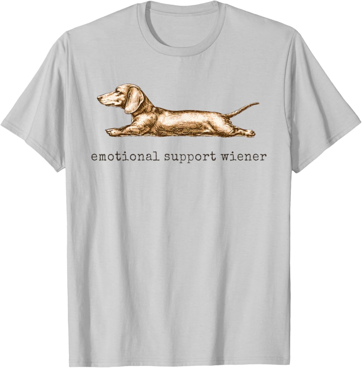 Emotional Support Wiener Funny Dachshund Dog Owner T-Shirt - T-Shirt | Ash