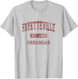 Fayetteville Arkansas AR Vintage Athletic Sports Design T-Shirt - T-Shirt | Ash