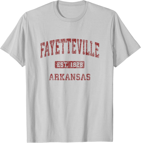 Fayetteville Arkansas AR Vintage Athletic Sports Design T-Shirt - T-Shirt | Ash