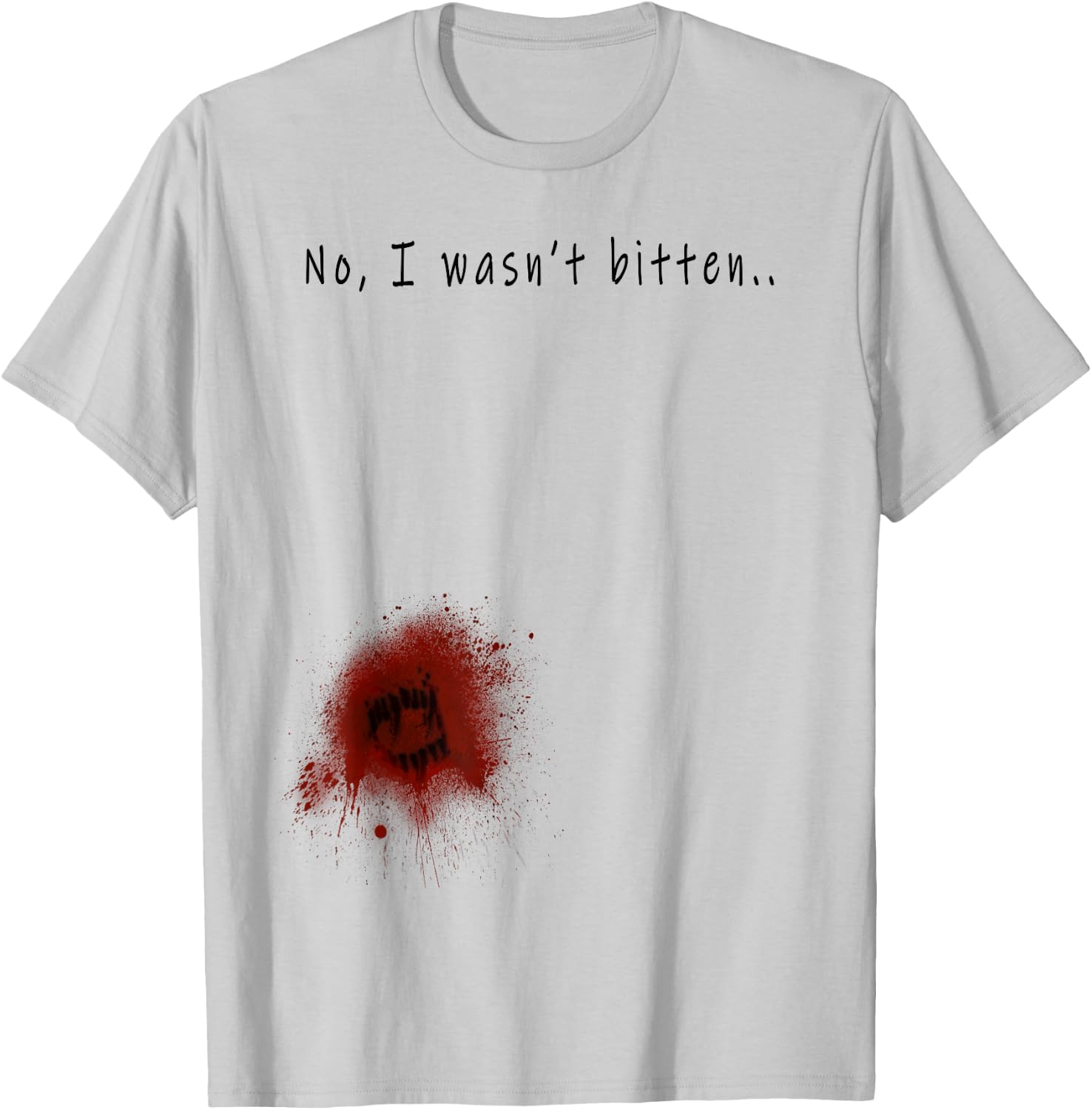Funny Zombie Bite Halloween T shirt Bitten Injury Men Women T-Shirt - T-Shirt | Ash