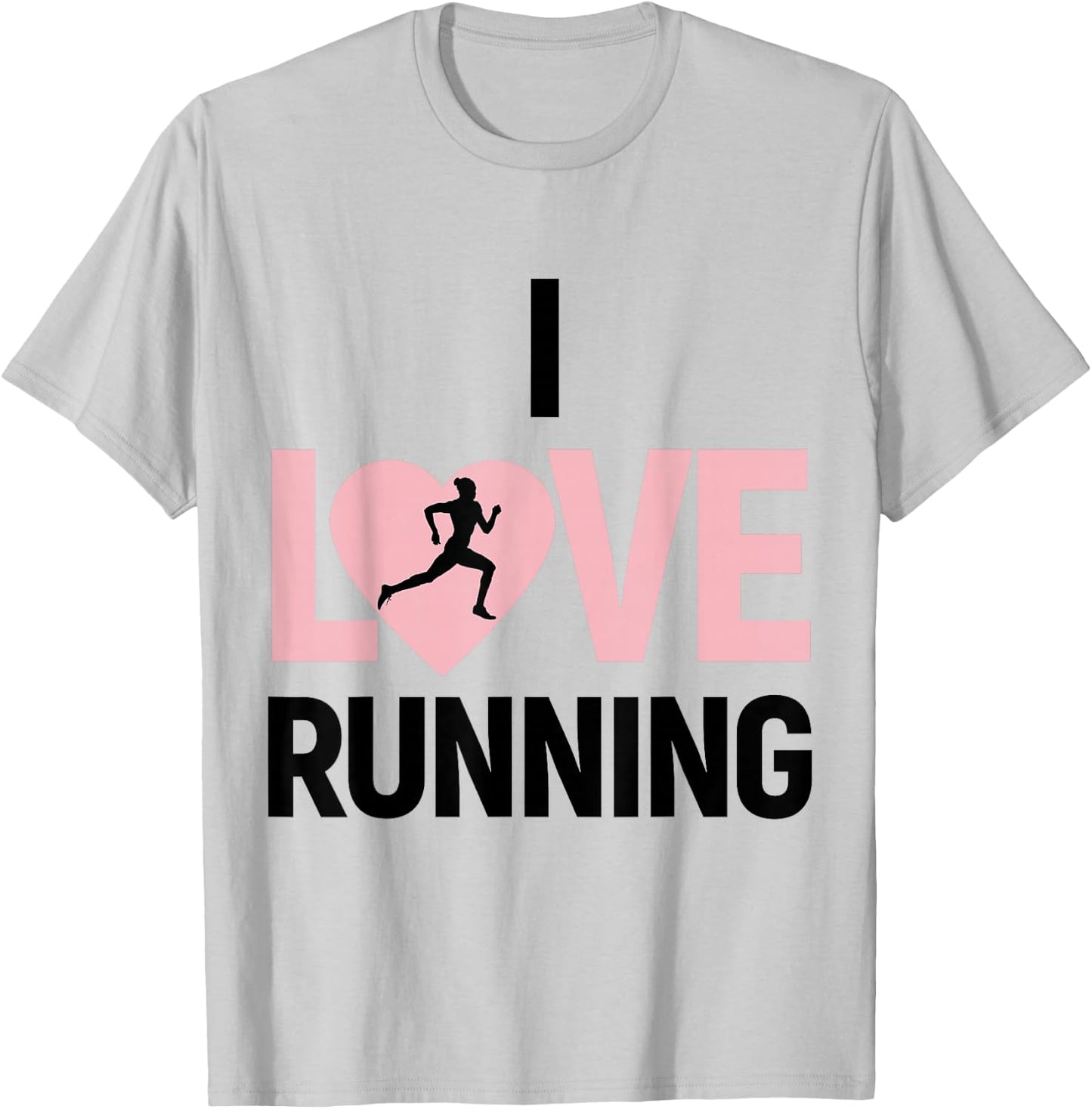 Valentines Day Running Shirt - (Pink Heart) I Love Running T-Shirt - T-Shirt | Ash