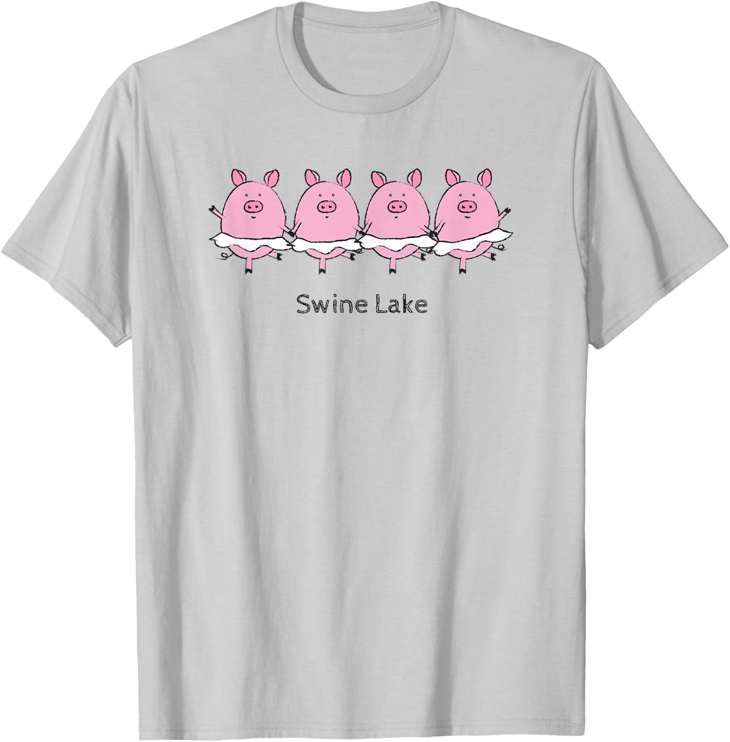 [Swine Lake] Swan Lake Funny Ballet Pig T-Shirt - T-Shirt | Ash