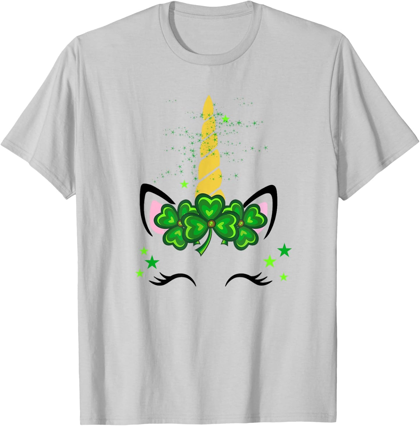 St. Patrick's Day Irish Unicorn face Men Women kids T-Shirt - T-Shirt | Ash