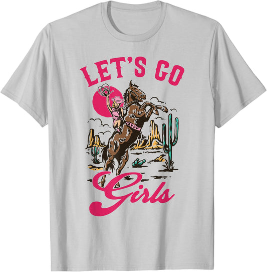 Let's Go Girls Western Desert Cowgirl Bachelorette Matching T-Shirt - T-Shirt | Ash