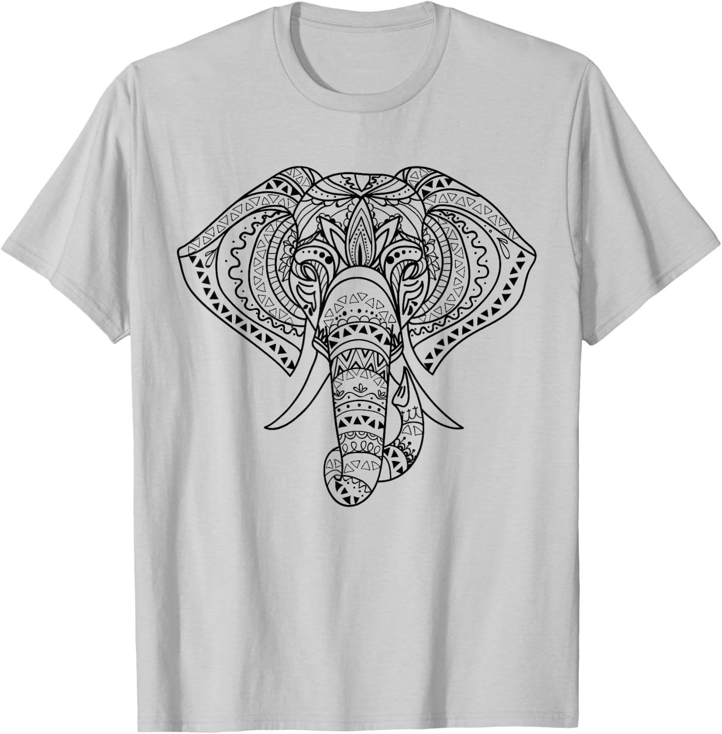 Elephant Mandala, Ethnic Native American Shamanic T-Shirt - T-Shirt | Ash